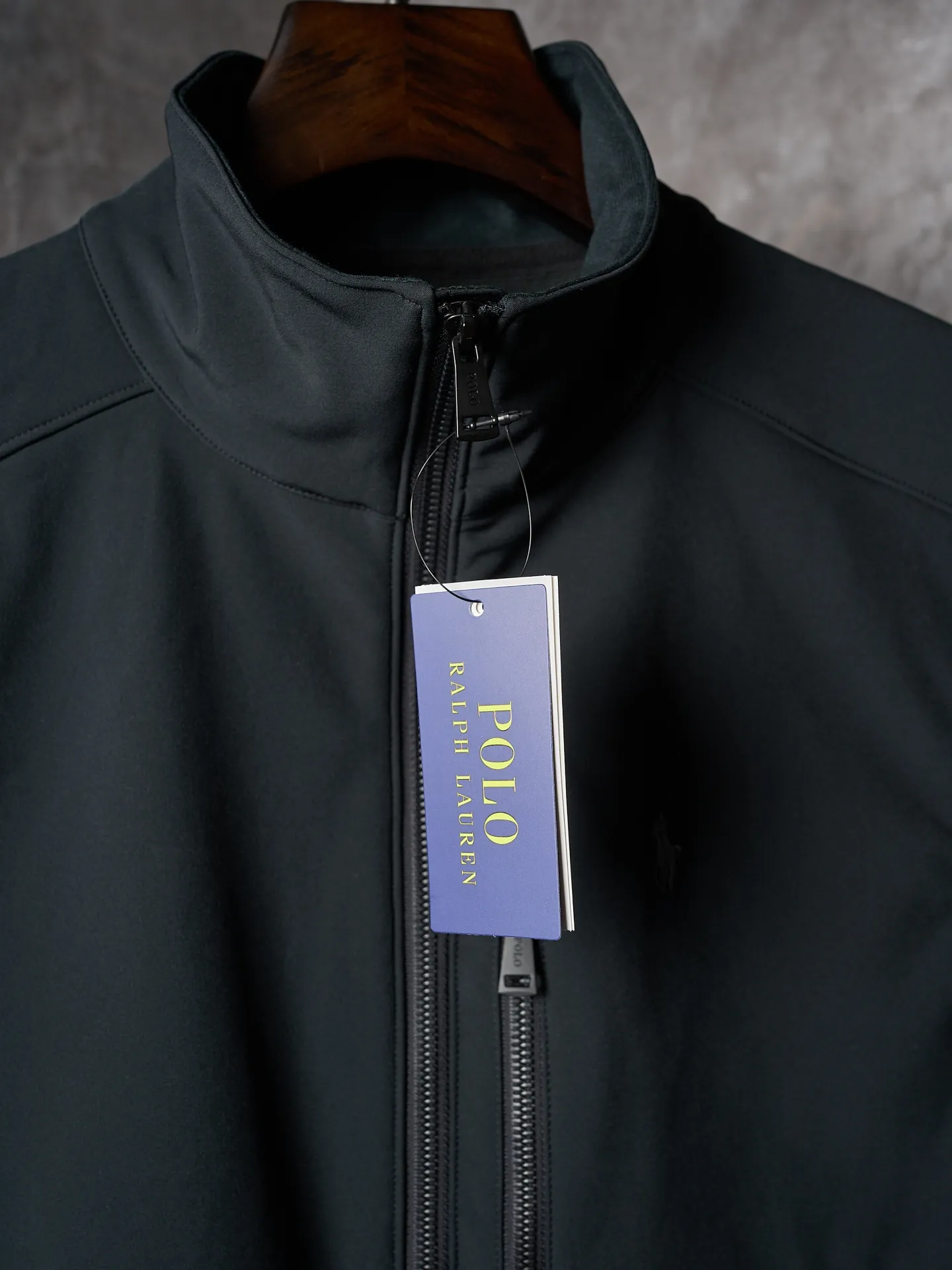 P380 Actual hanging auction】Ralph Lauren/Ralph Lauren technical fabric solid color logo embroidered zipper collar vest cardigan [Ready stock] XS S M L